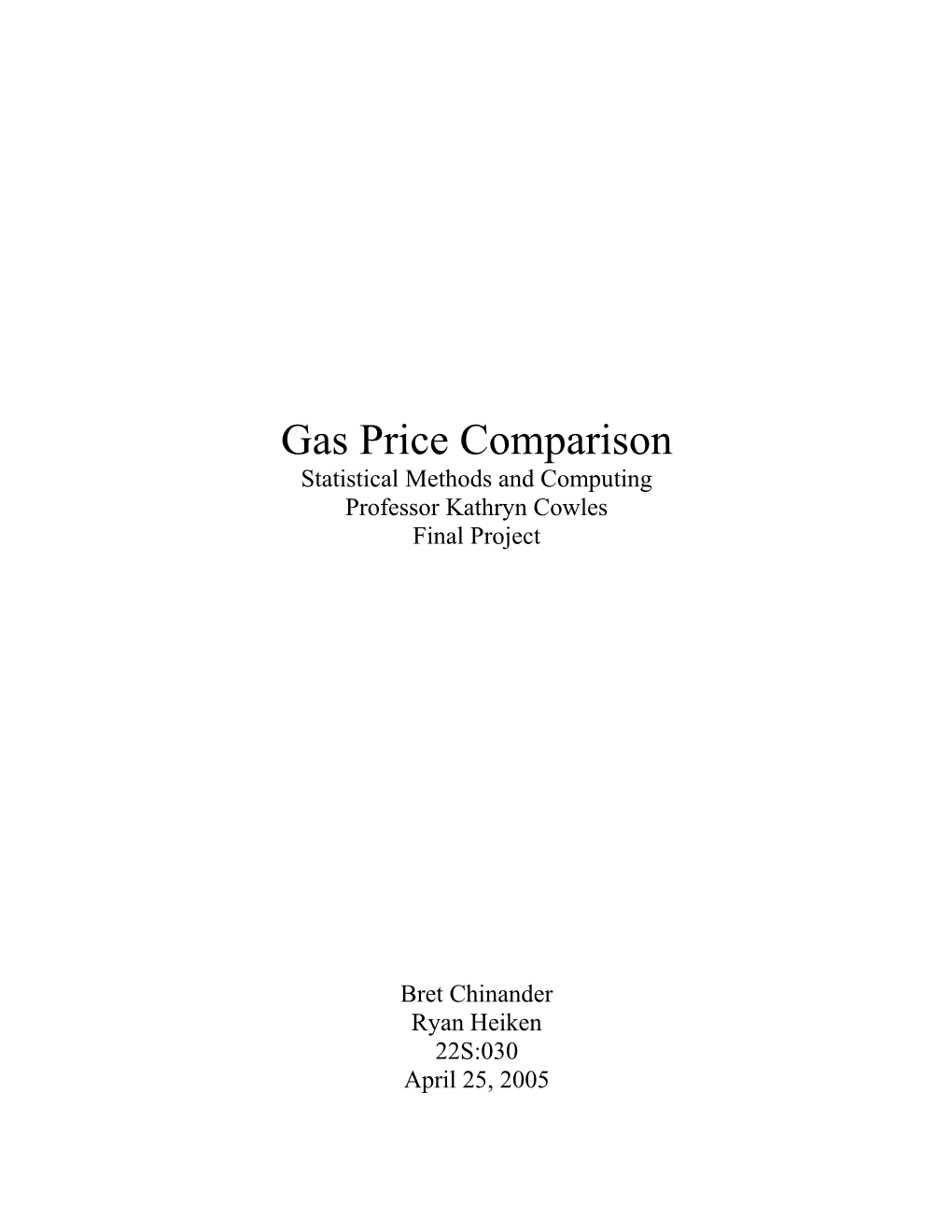 Gas Price Comparison