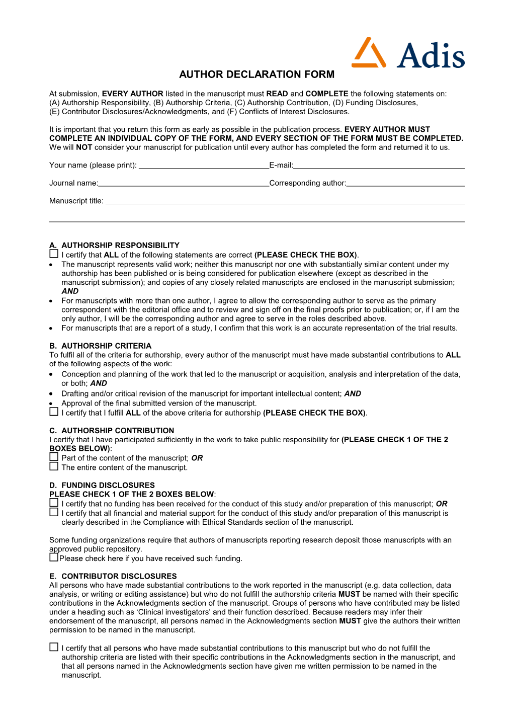 Author Declaration Form