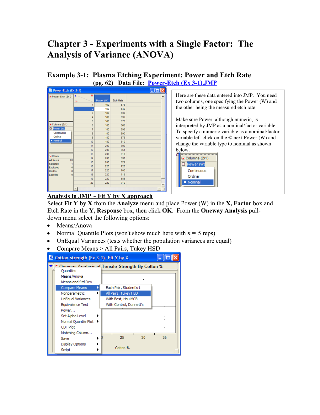 Analysis of One-Way Layouts (ANOVA)