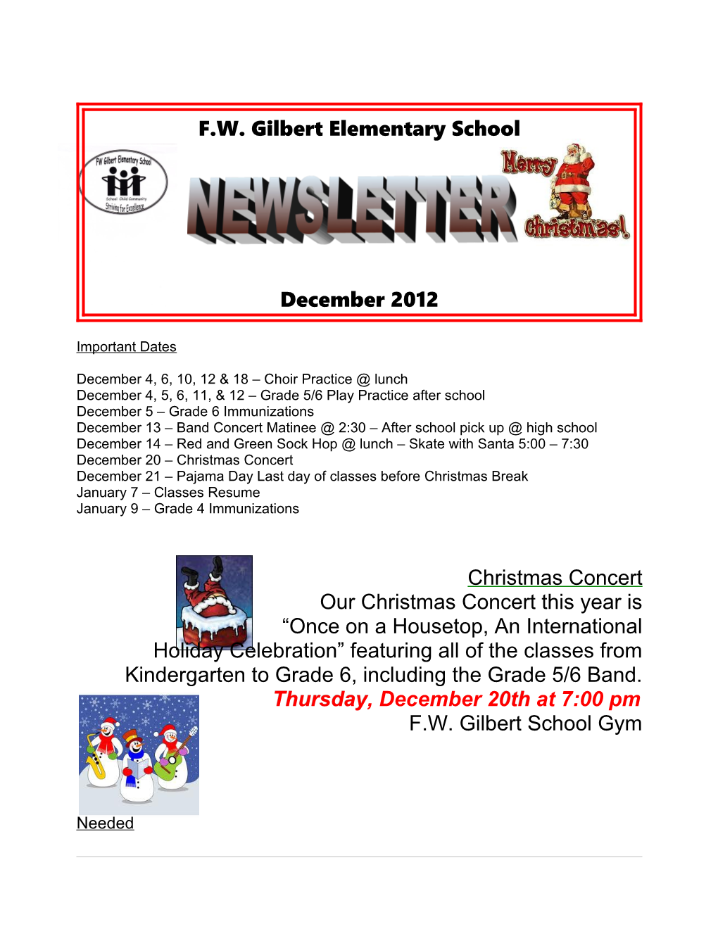 December 4, 6, 10, 12 & 18 Choir Practice Lunch