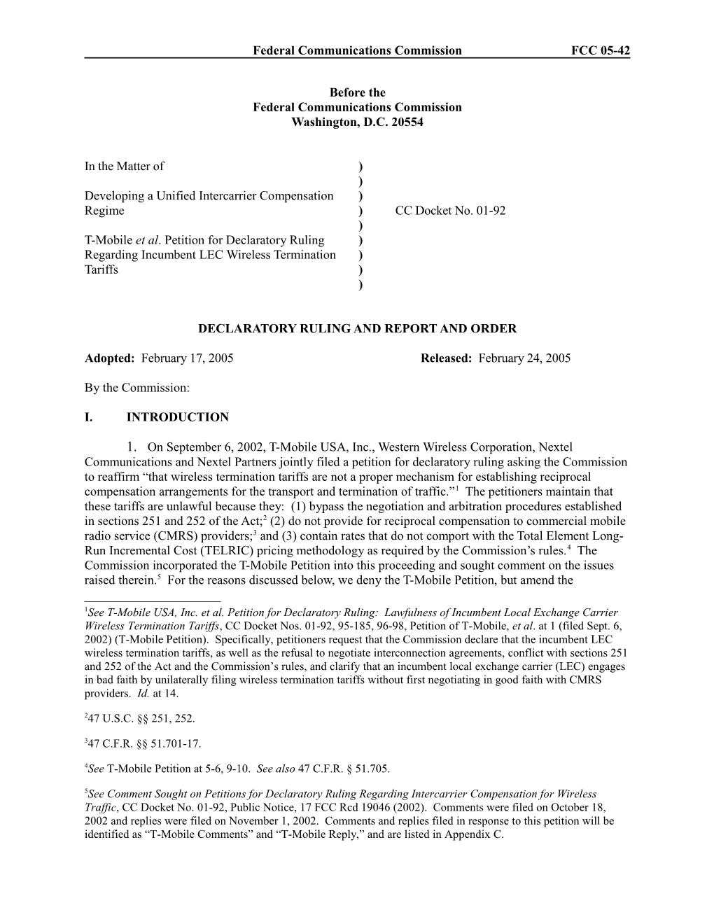 Federal Communications Commissionfcc 05-42