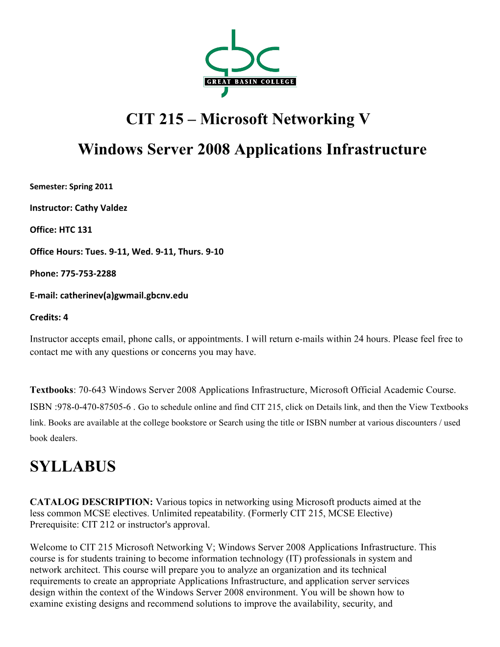 CIT 215 Microsoft Networking V