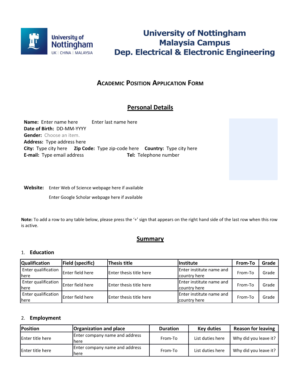 Dep. Electrical & Electronic Engineering