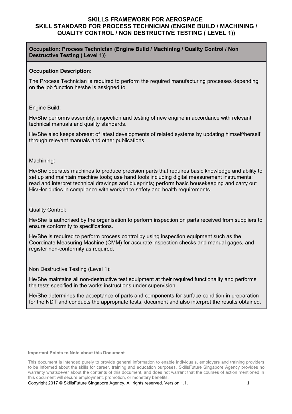 Skills Framework for Aerospace