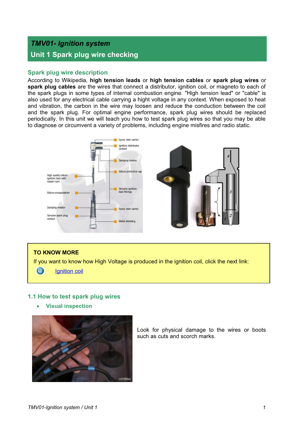 Spark Plug Wire Description