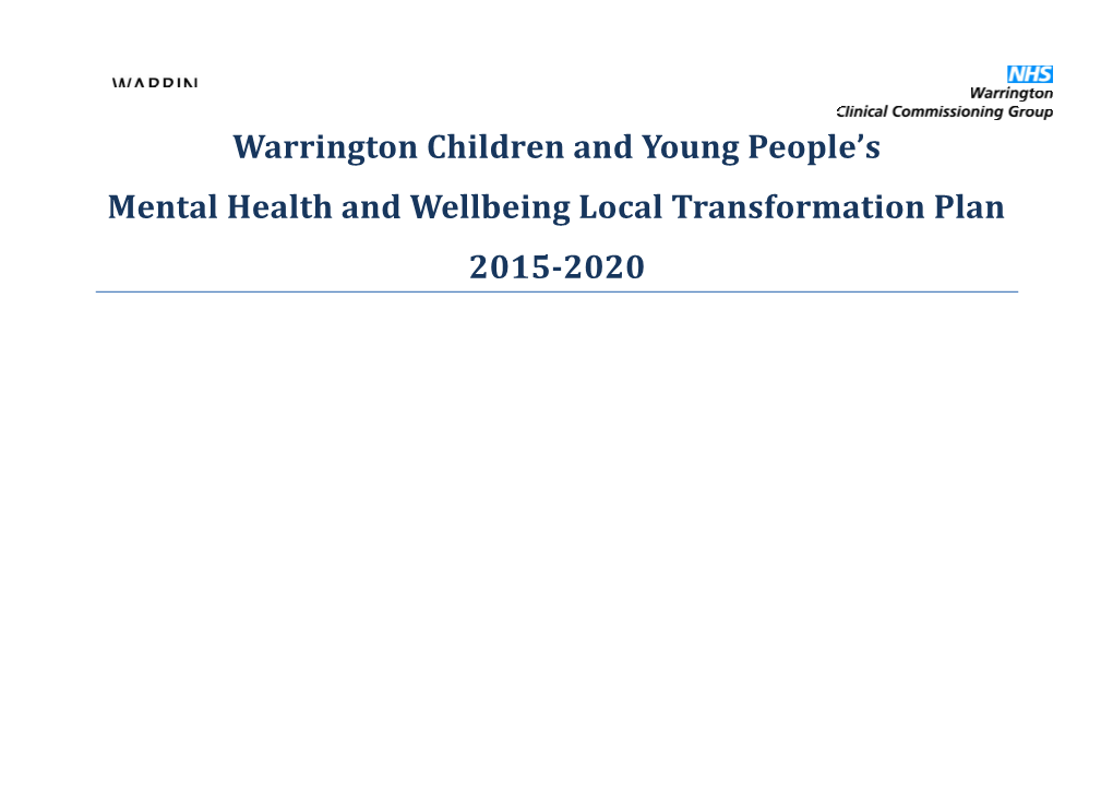 Mental Health and Wellbeing Local Transformation Plan