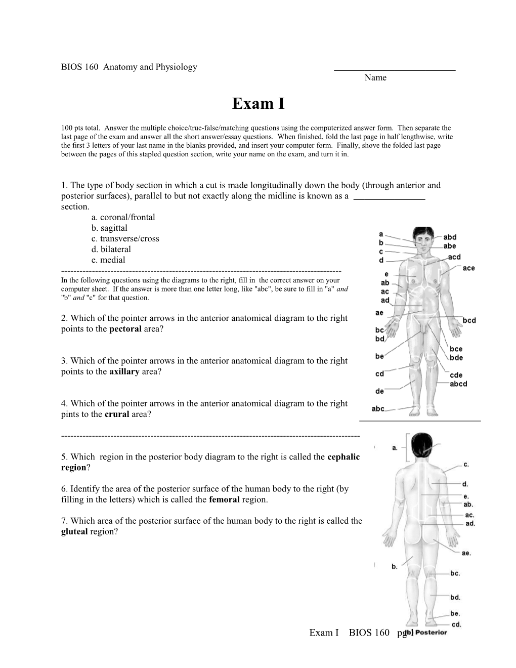 BIOS 160 Anatomy and Physiology