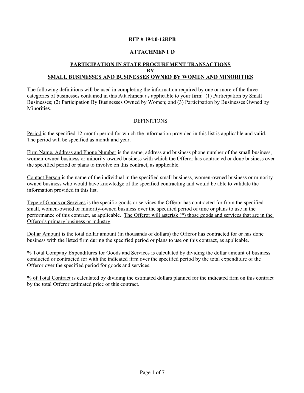 Participation in State Procurement Transactions