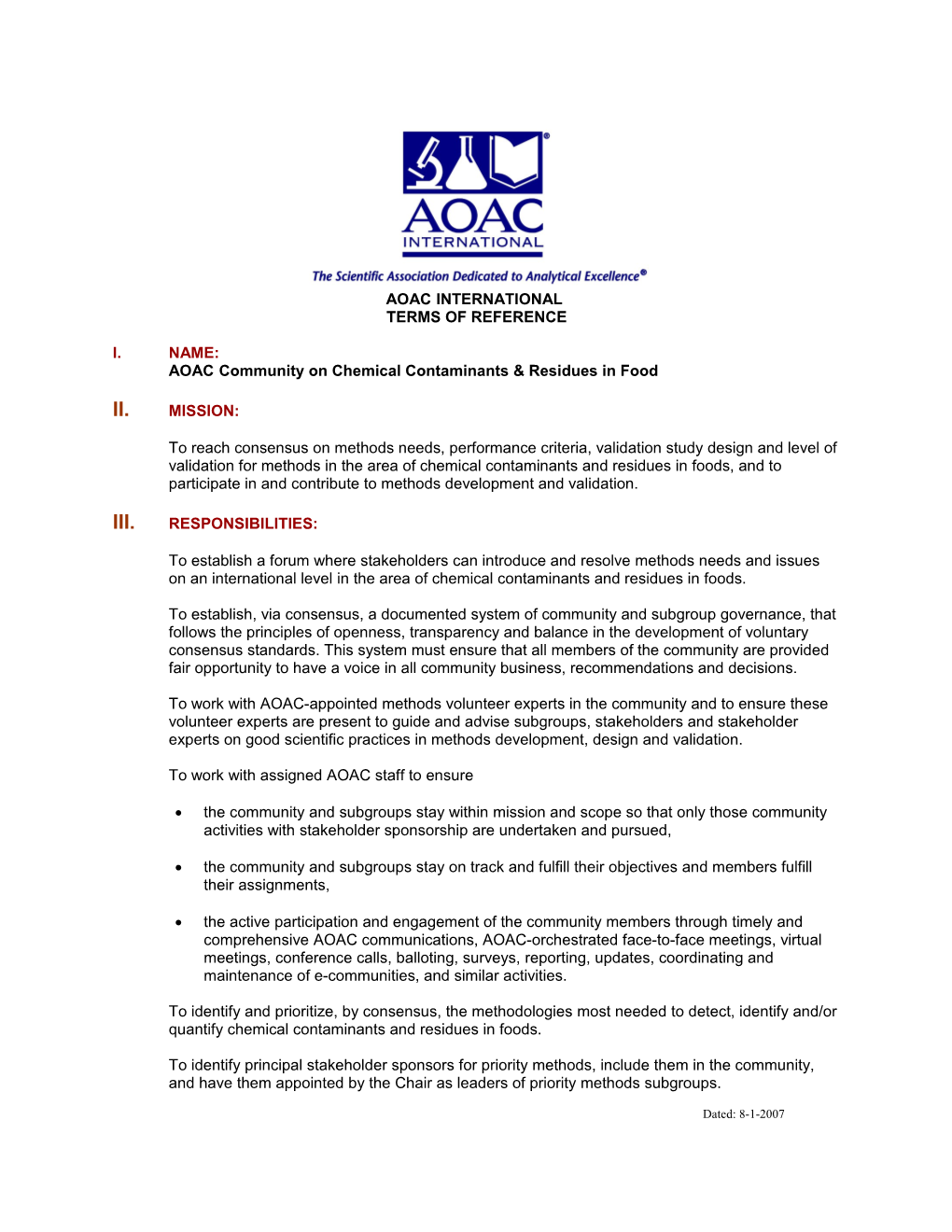 AOAC Community on Chemical Contaminants & Residues in Food