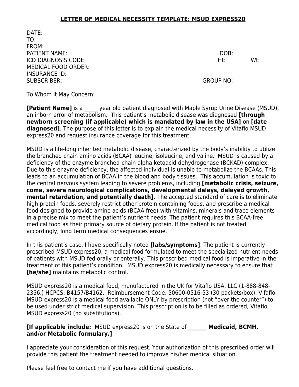 Letter of Medical Necessitytemplate: Msudexpress20