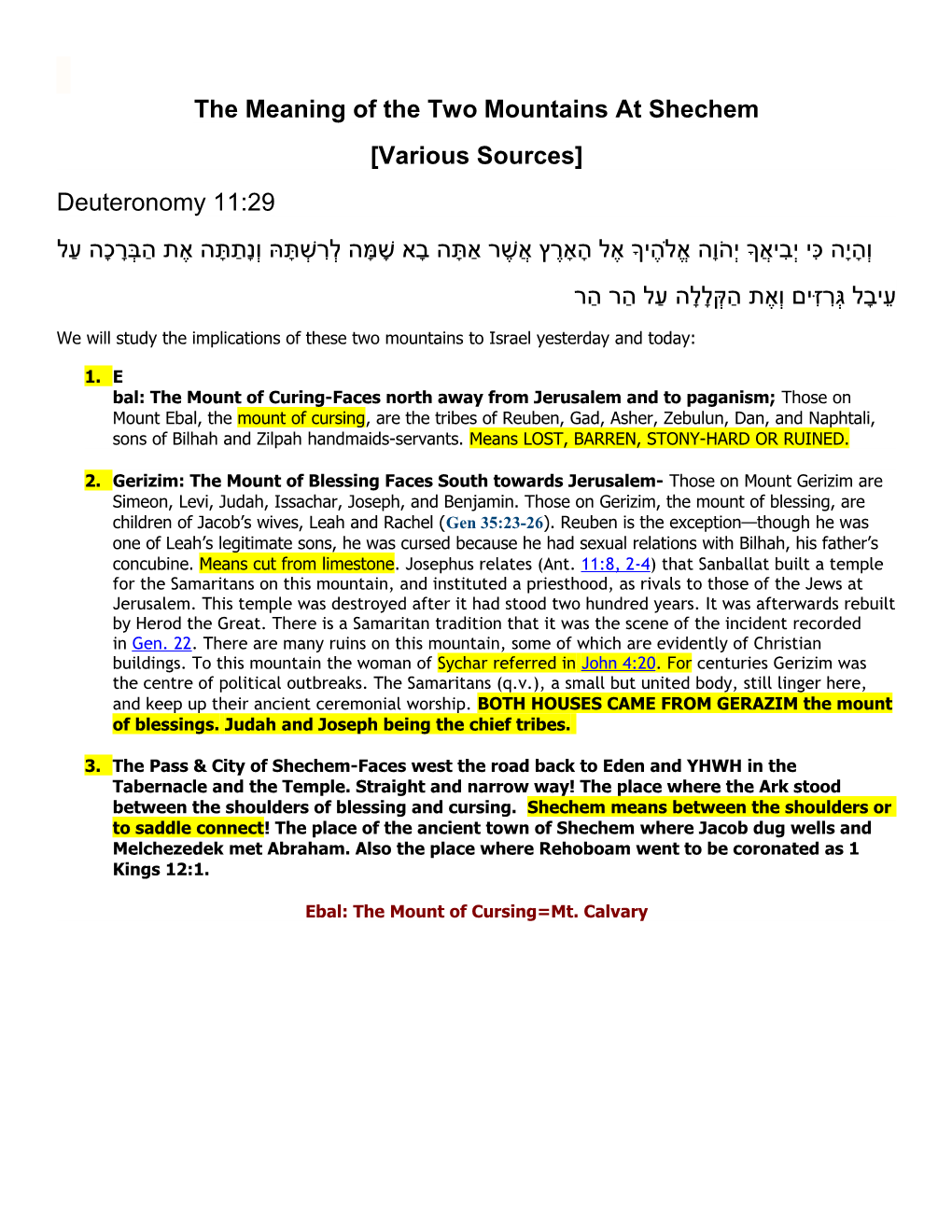The Meaning of the Two Mountains at Shechem
