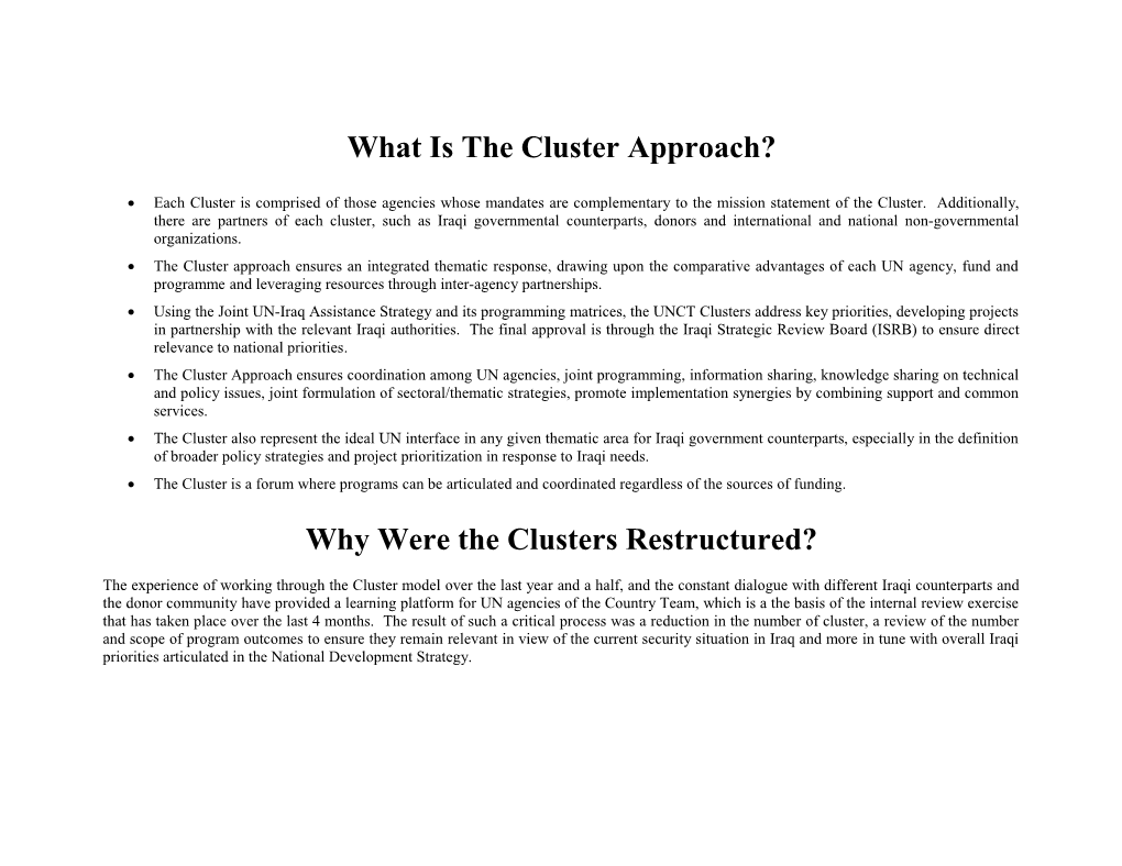 What Is the Cluster Approach