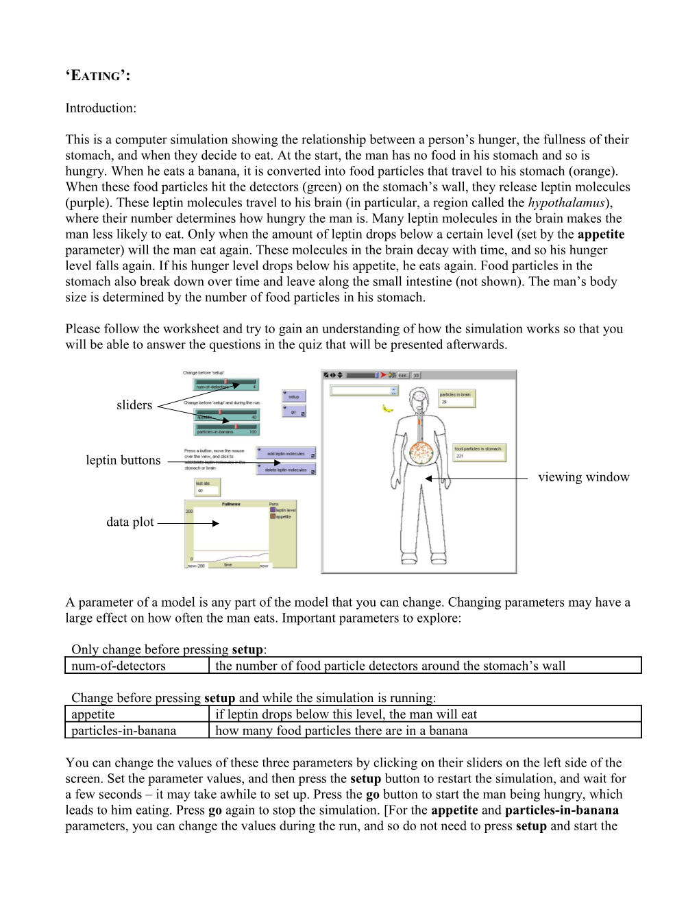 Please Follow the Worksheet and Try to Gain an Understanding of How the Simulation Works