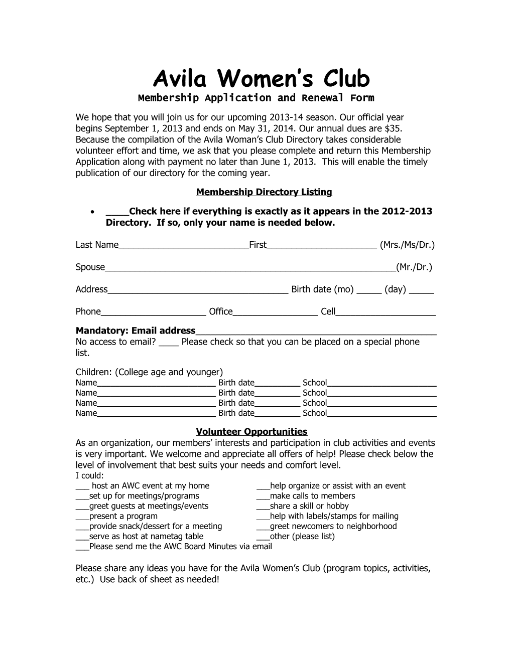 The Avila Women S Club