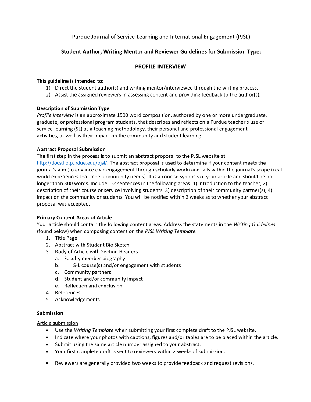 Student Author, Writing Mentor and Reviewer Guidelines for Submission Type