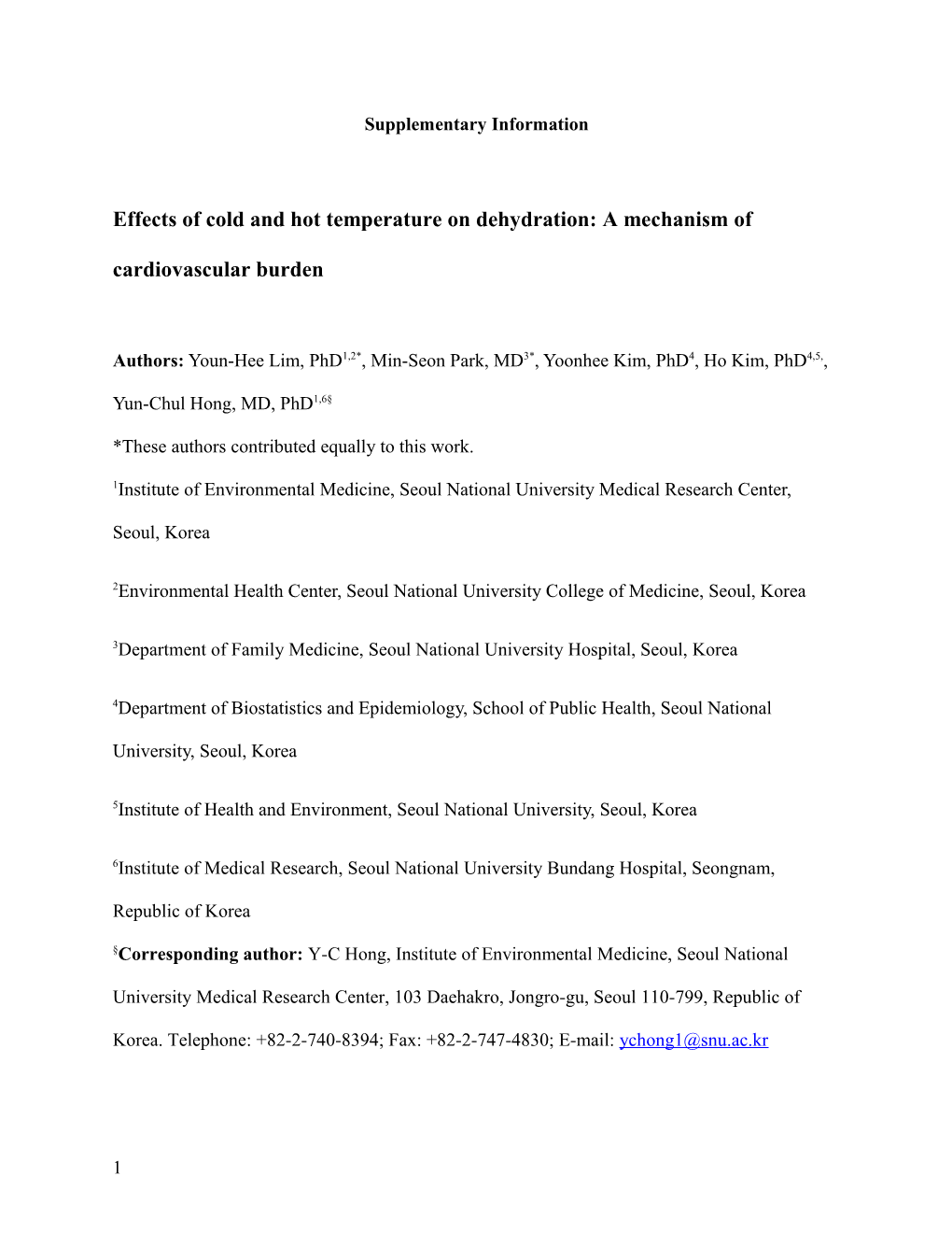 Effects of Cold and Hot Temperature on Dehydration: a Mechanism of Cardiovascular Burden