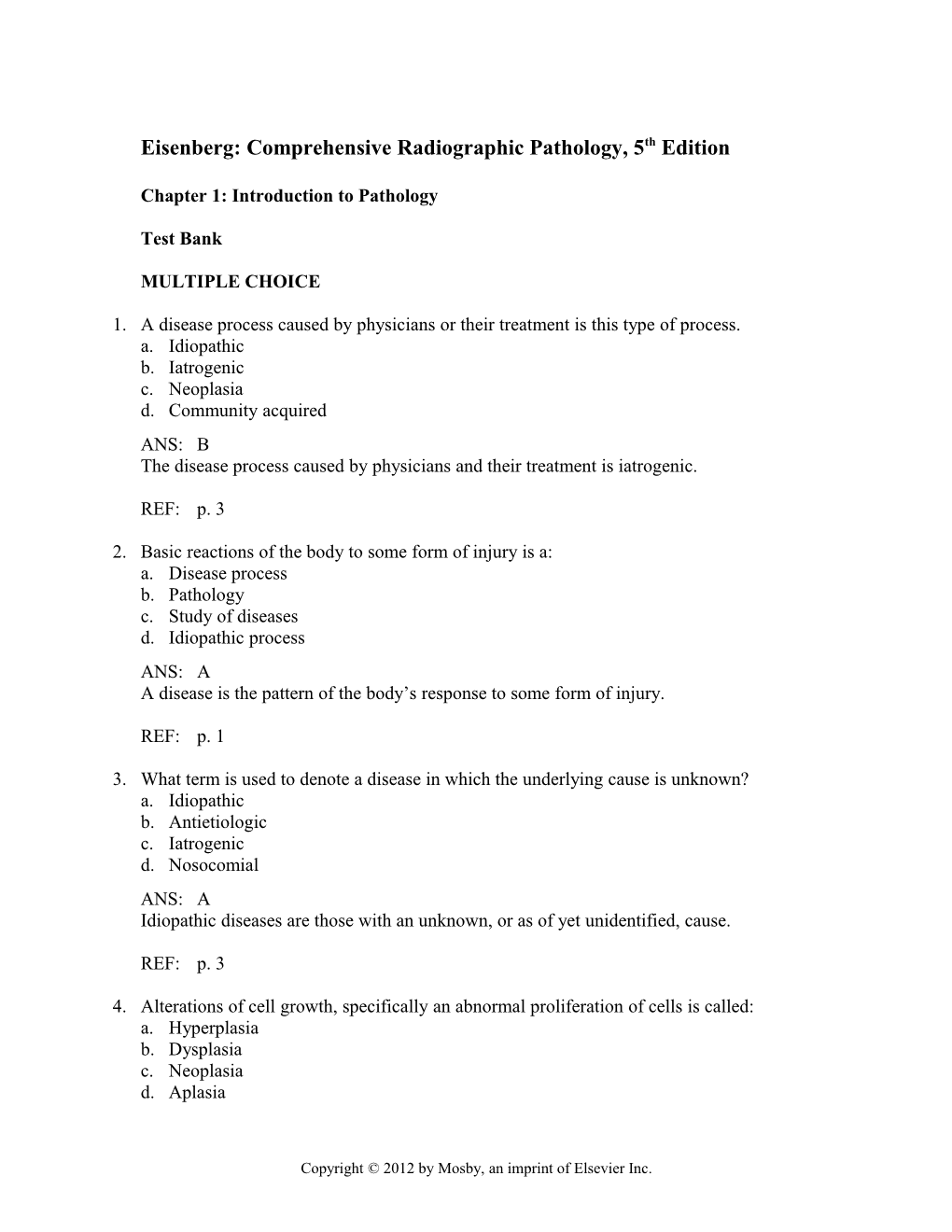 Eisenberg: Comprehensive Radiographic Pathology, 5Th Edition