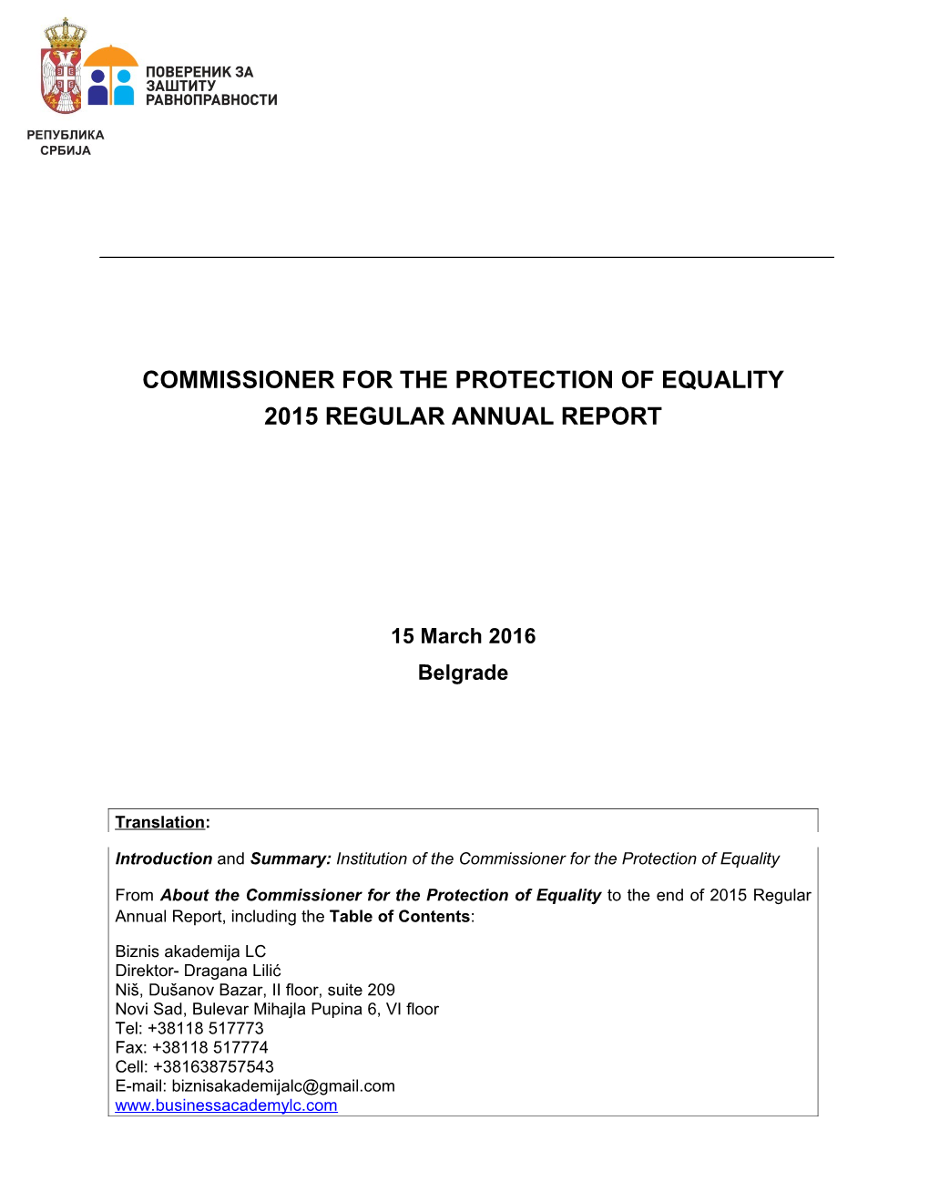 Commissioner for the Protection of Equality