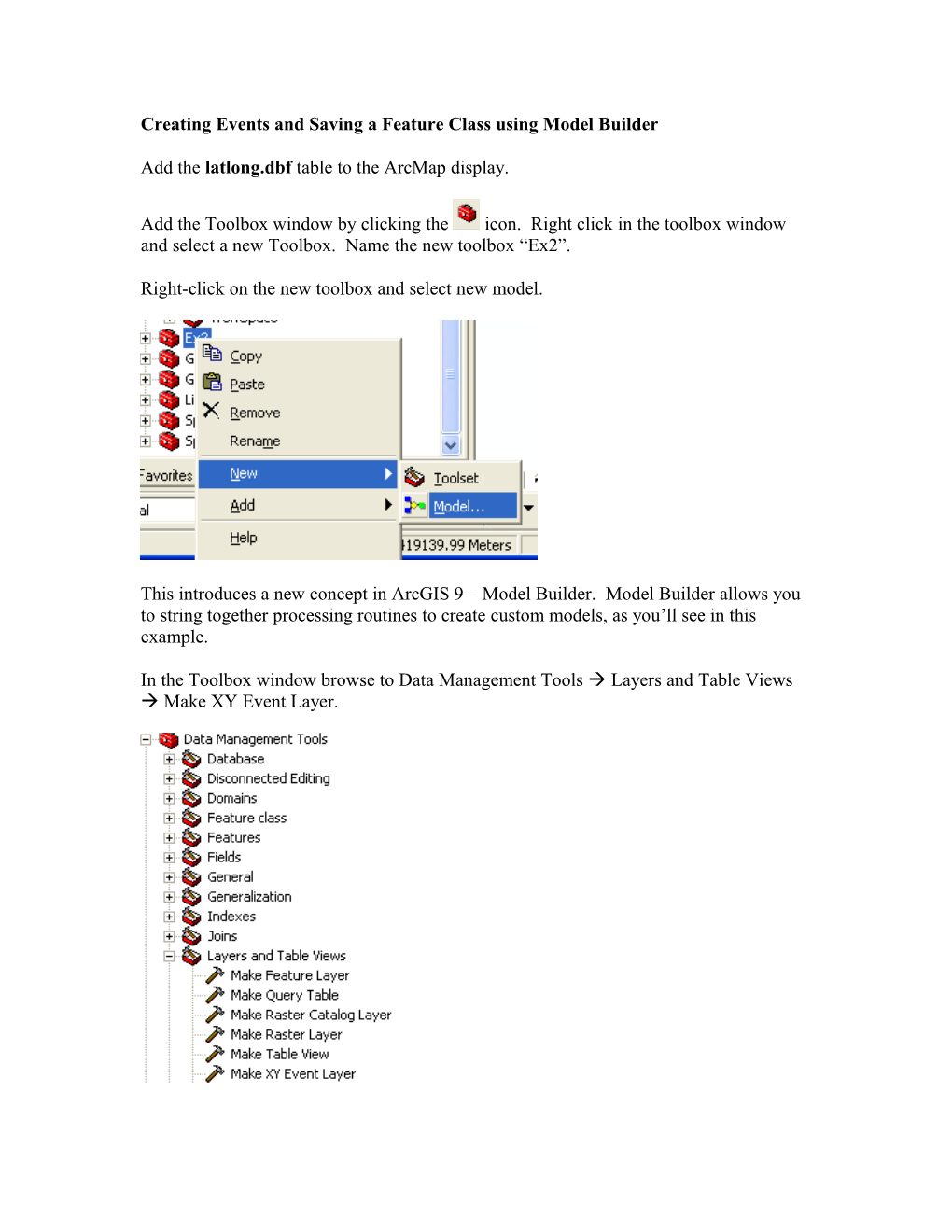 Creating Events and Saving a Feature Class Using Model Builder