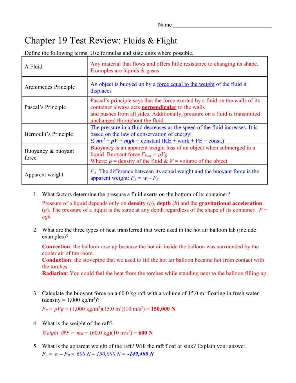 Define the Following Terms. Use Formulas and State Units Where Possible