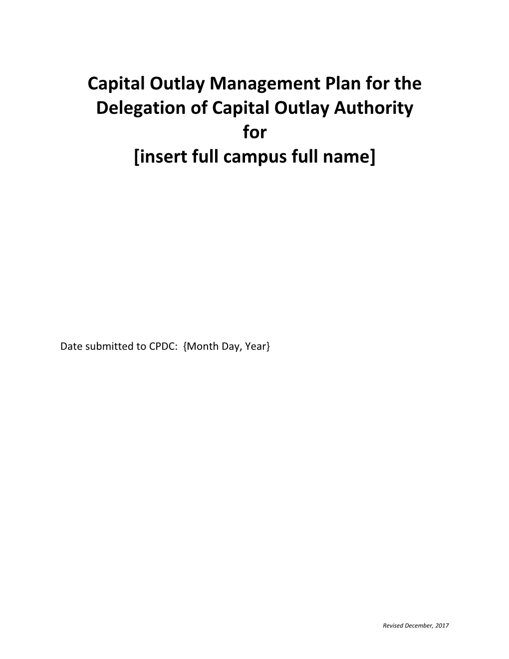 Guidelines for the Development of Campus Operational Plans for Delegation of Capital Outlay