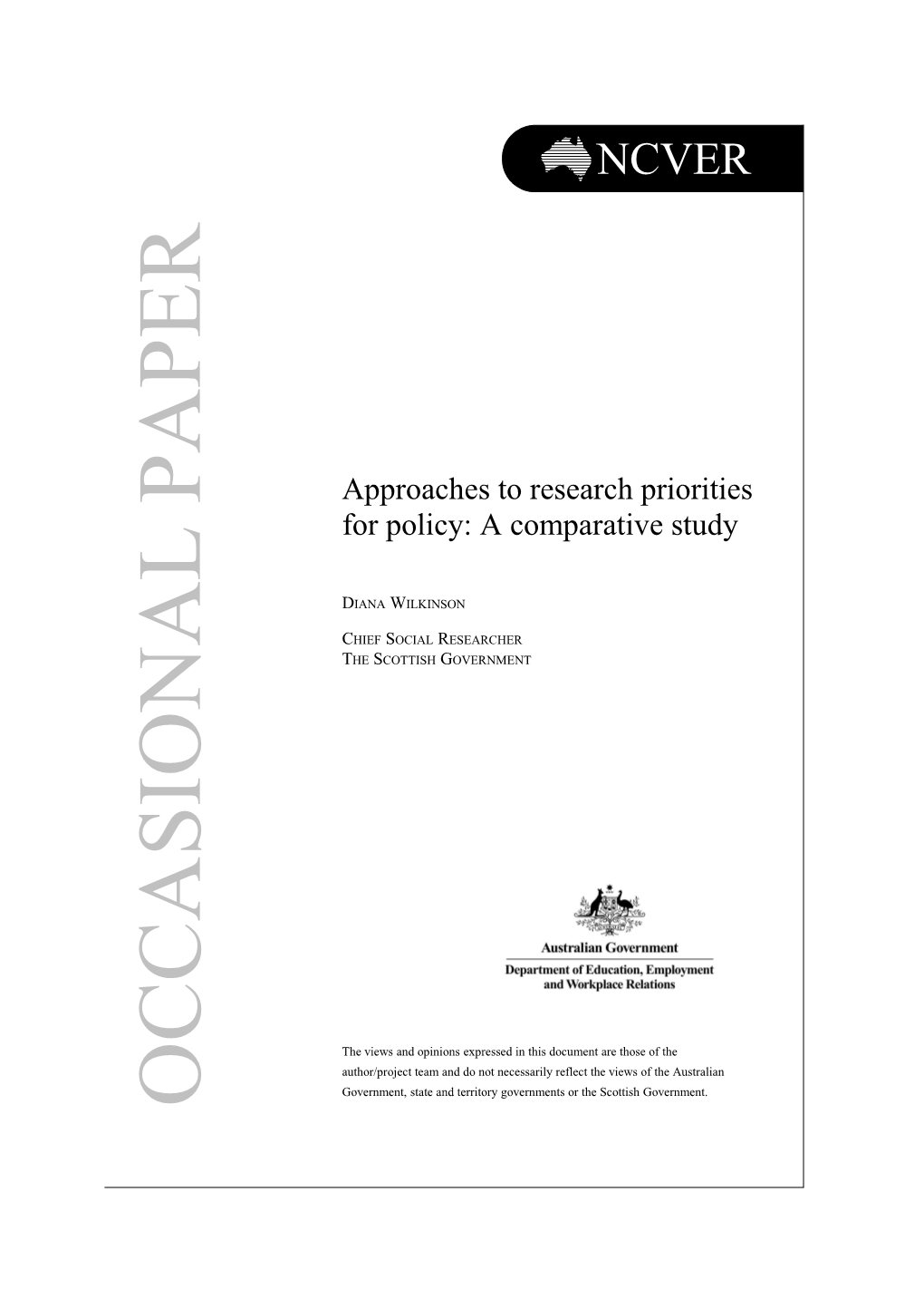 Approaches to Research Priorities for Policy: a Comparative Study