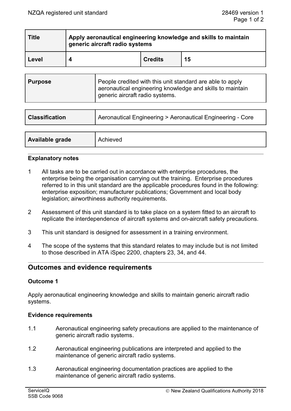 28469 Apply Aeronautical Engineering Knowledge and Skills to Maintain Generic Aircraft