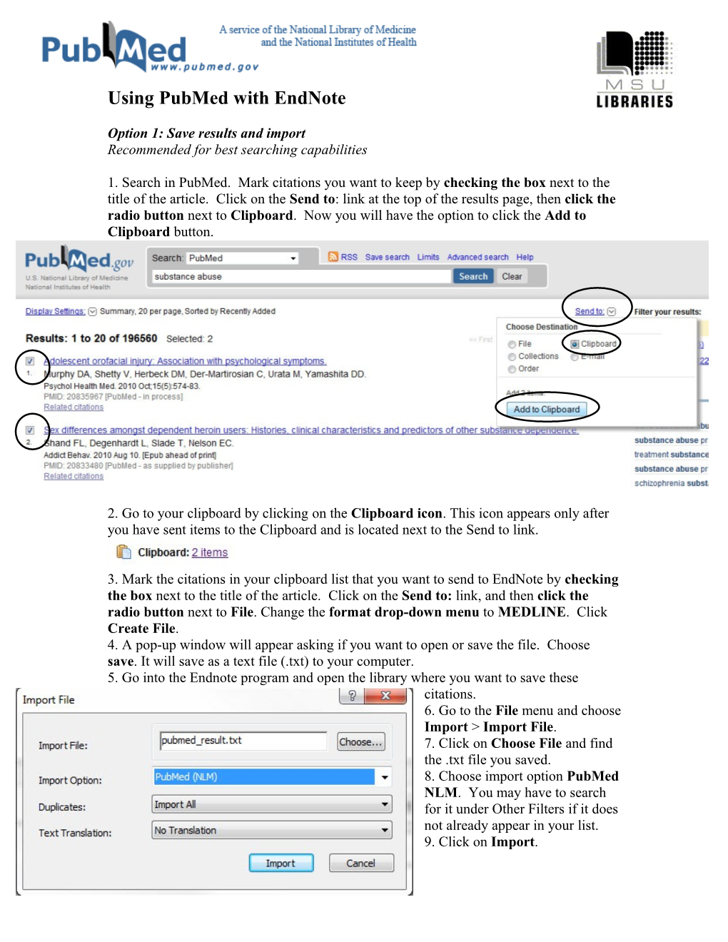 Pubmed (Save Results and Import Or Connect Online)