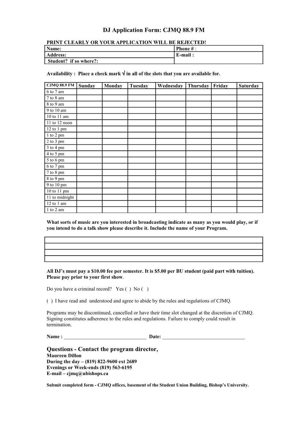 DJ Application Form