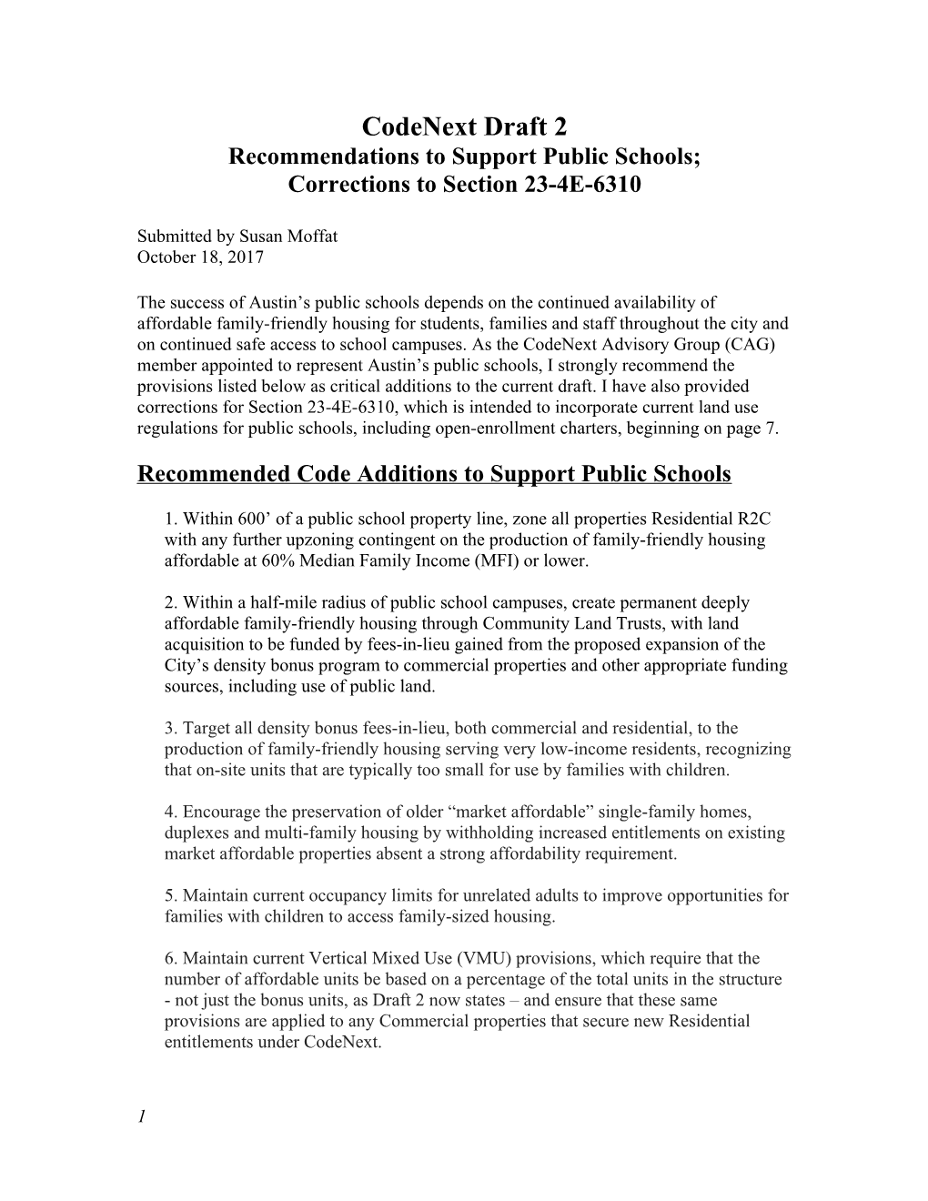 Recommendations to Support Public Schools;