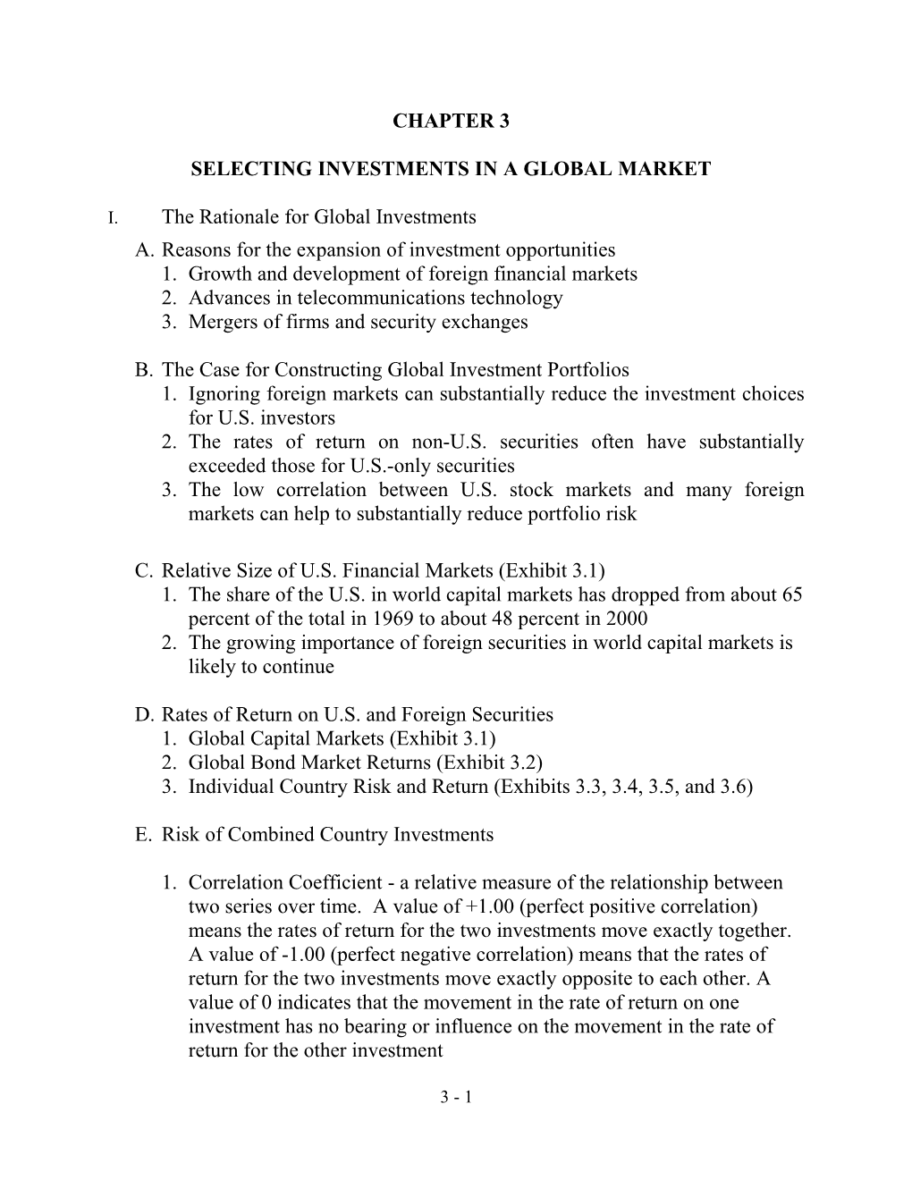 Selecting Investments in a Global Market