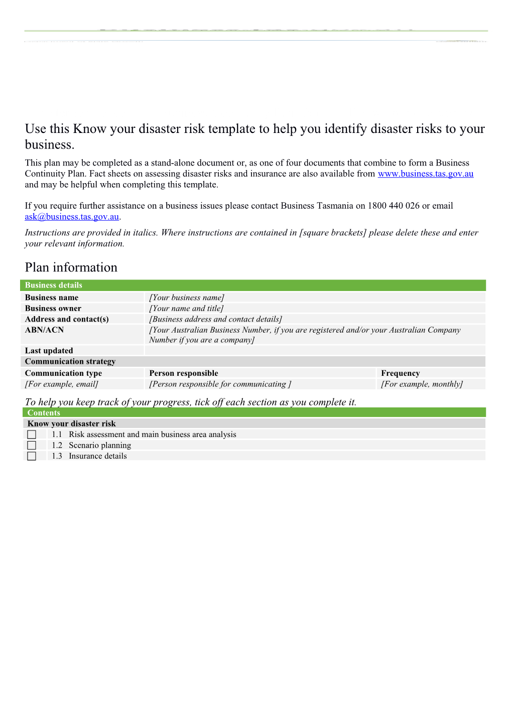 Disaster Resilience Business Continuity Plan Part 1 Know Your Disaster Risk