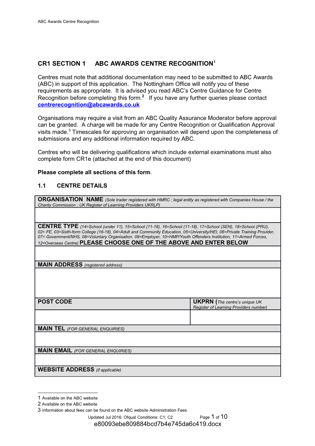 Cr1 Section 1 Abc Awards Centre Recognition 1