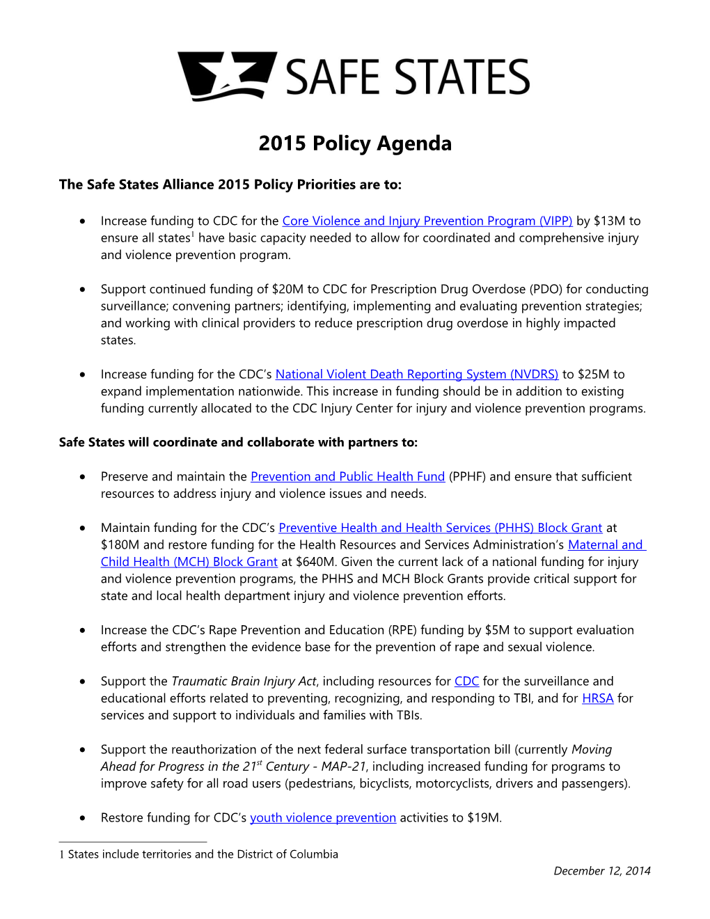 2010 Proposed Policy Agenda Items