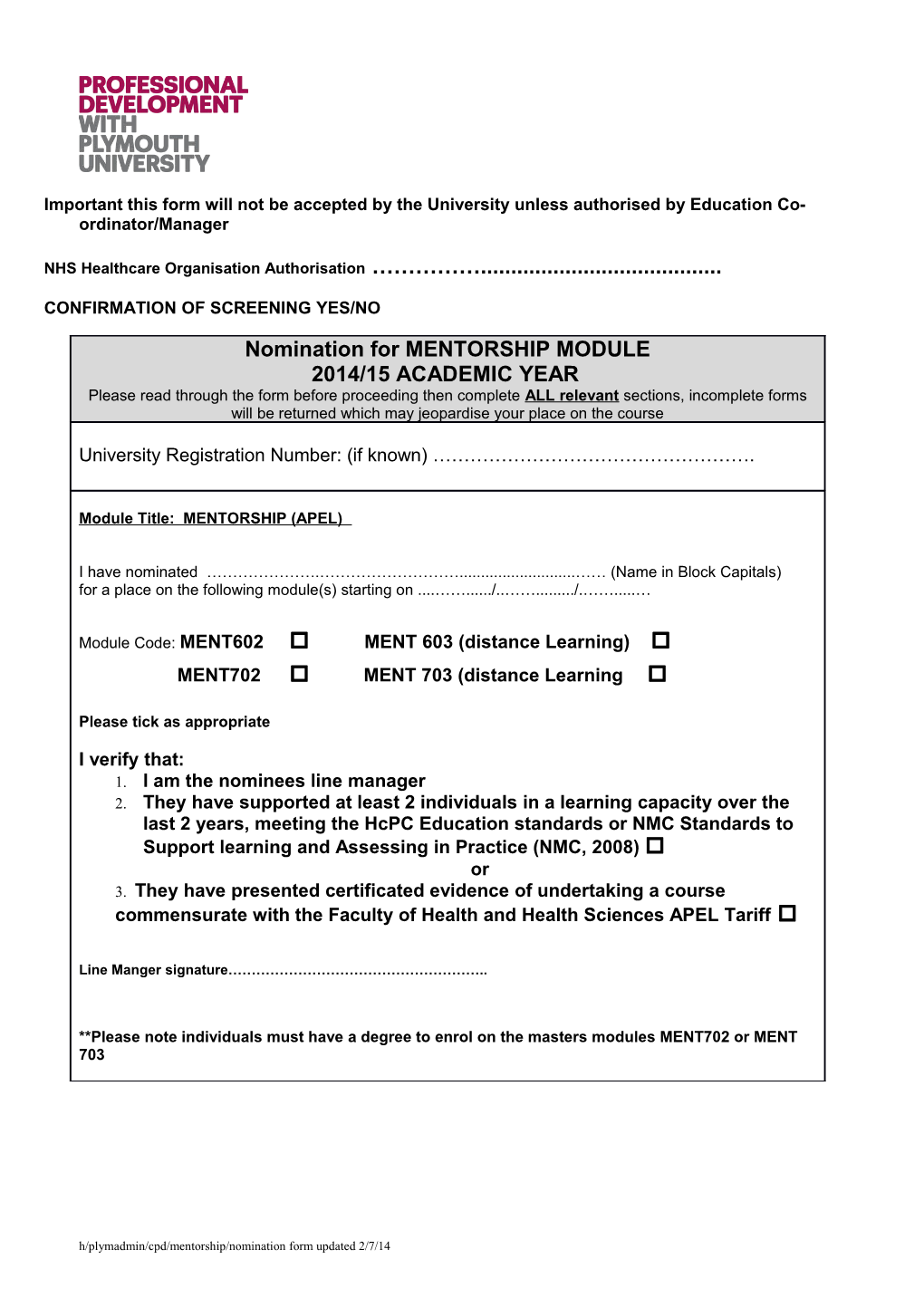 IHS Nomination Form