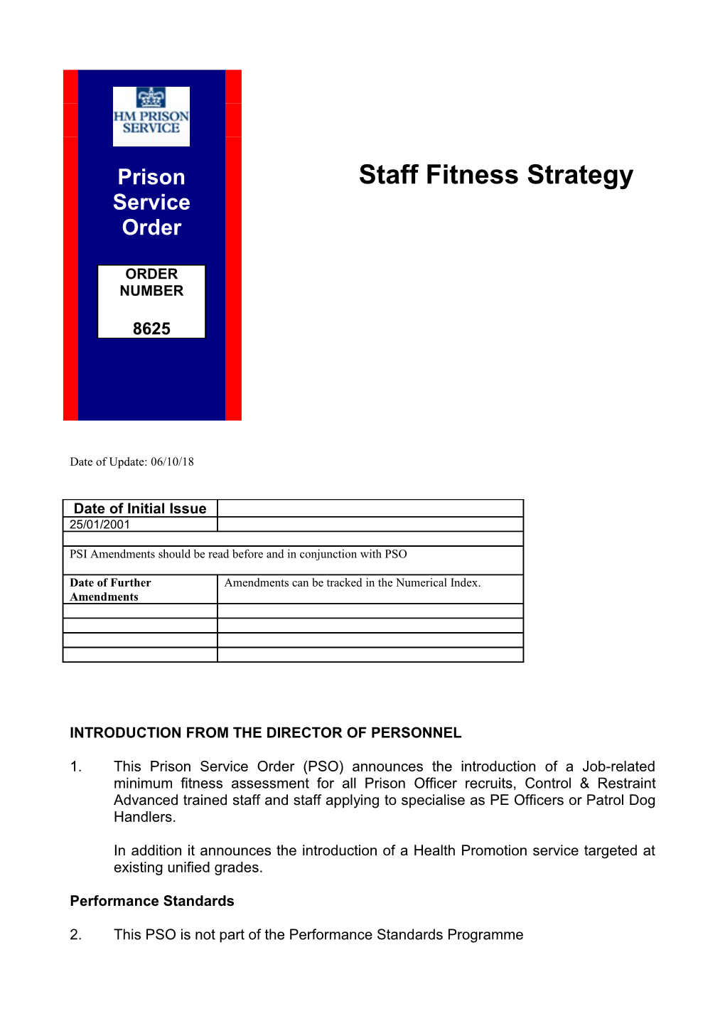 PSO 8625 - Staff Fitness Strategy