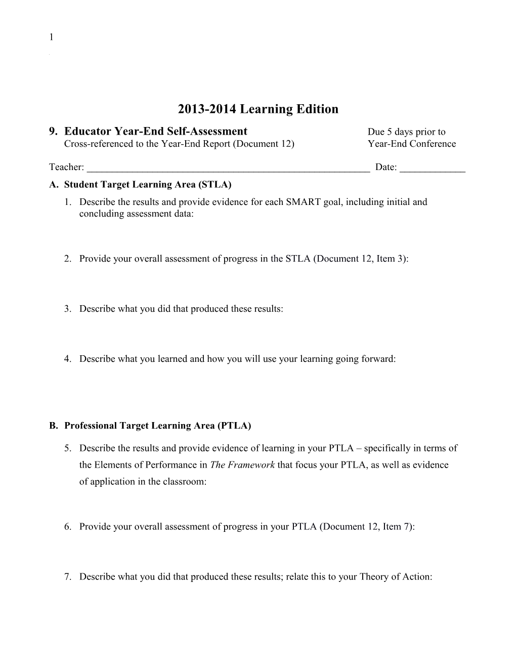 9.Educator Year-End Self-Assessment Due 5 Days Prior To