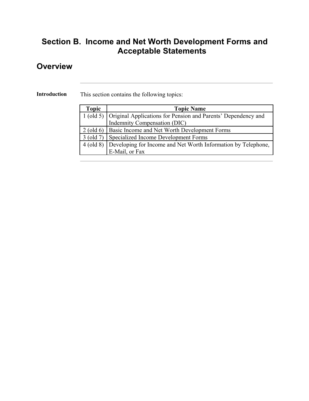 M21-1MR, Part V, Subpart I, Chapter 3, Section B. Income and Net Worth Development Forms