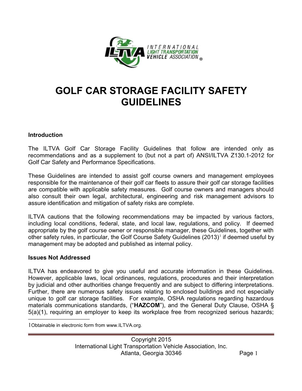 Golf Car Storage Facility Safety Guidelines