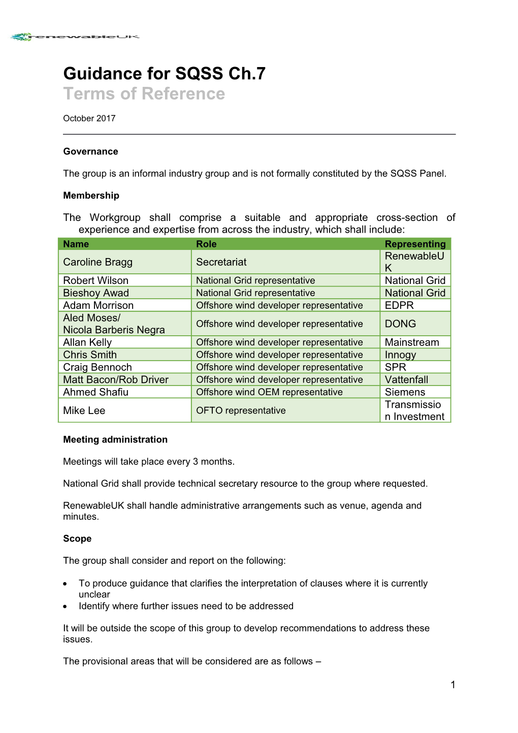 Guidance for SQSS Ch.7