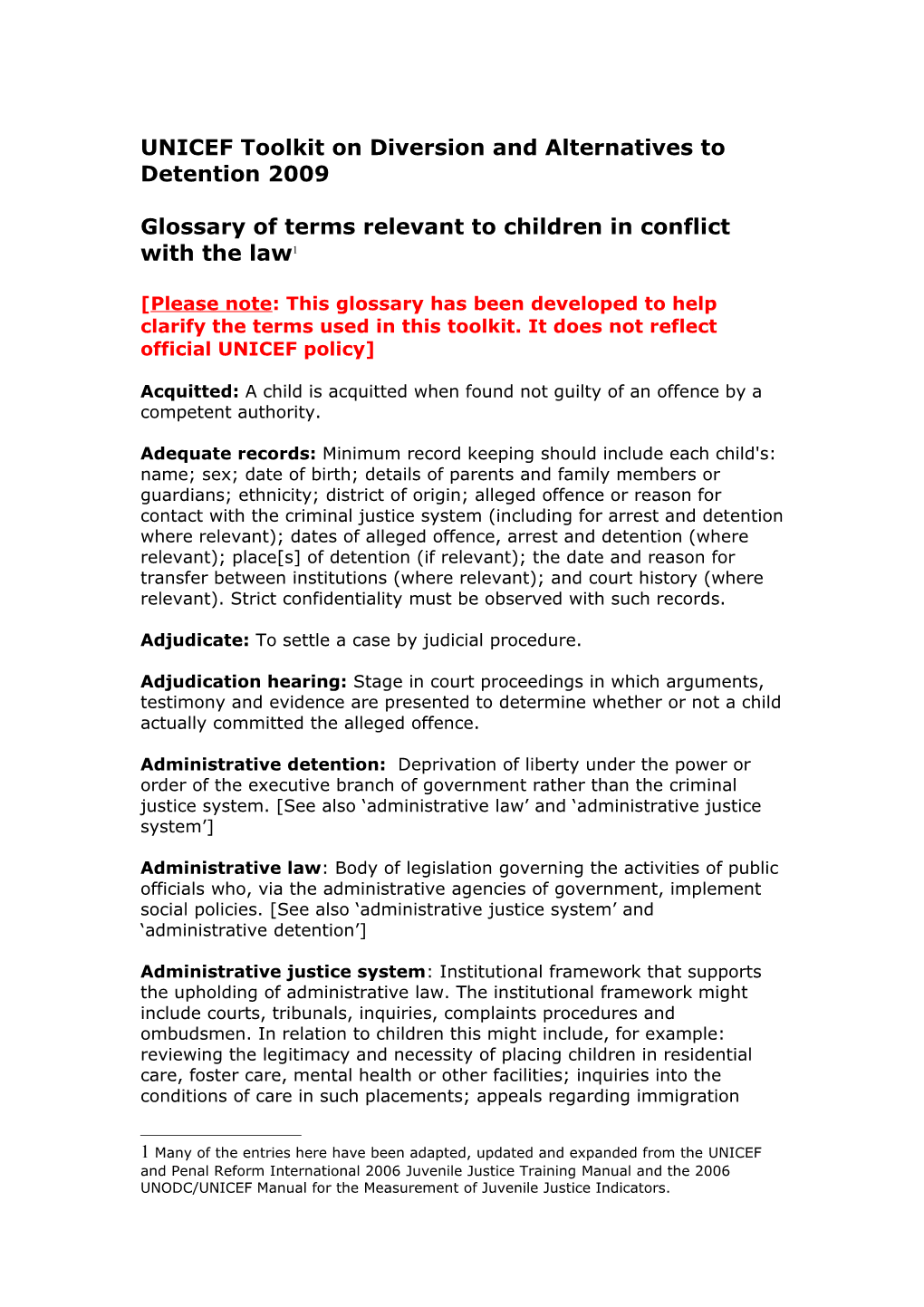 UNICEF and Penal Reform International 2006