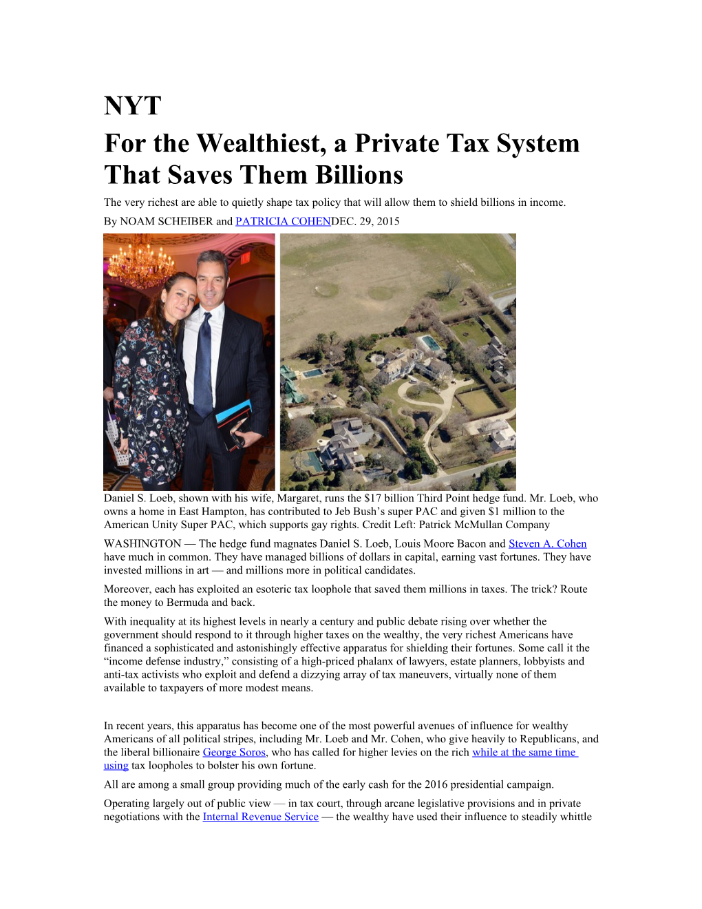 For the Wealthiest, a Private Tax System That Saves Them Billions