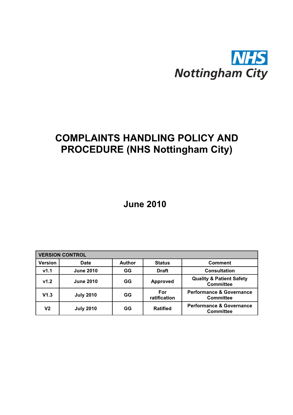 Complaints Handling Policy and Procedure