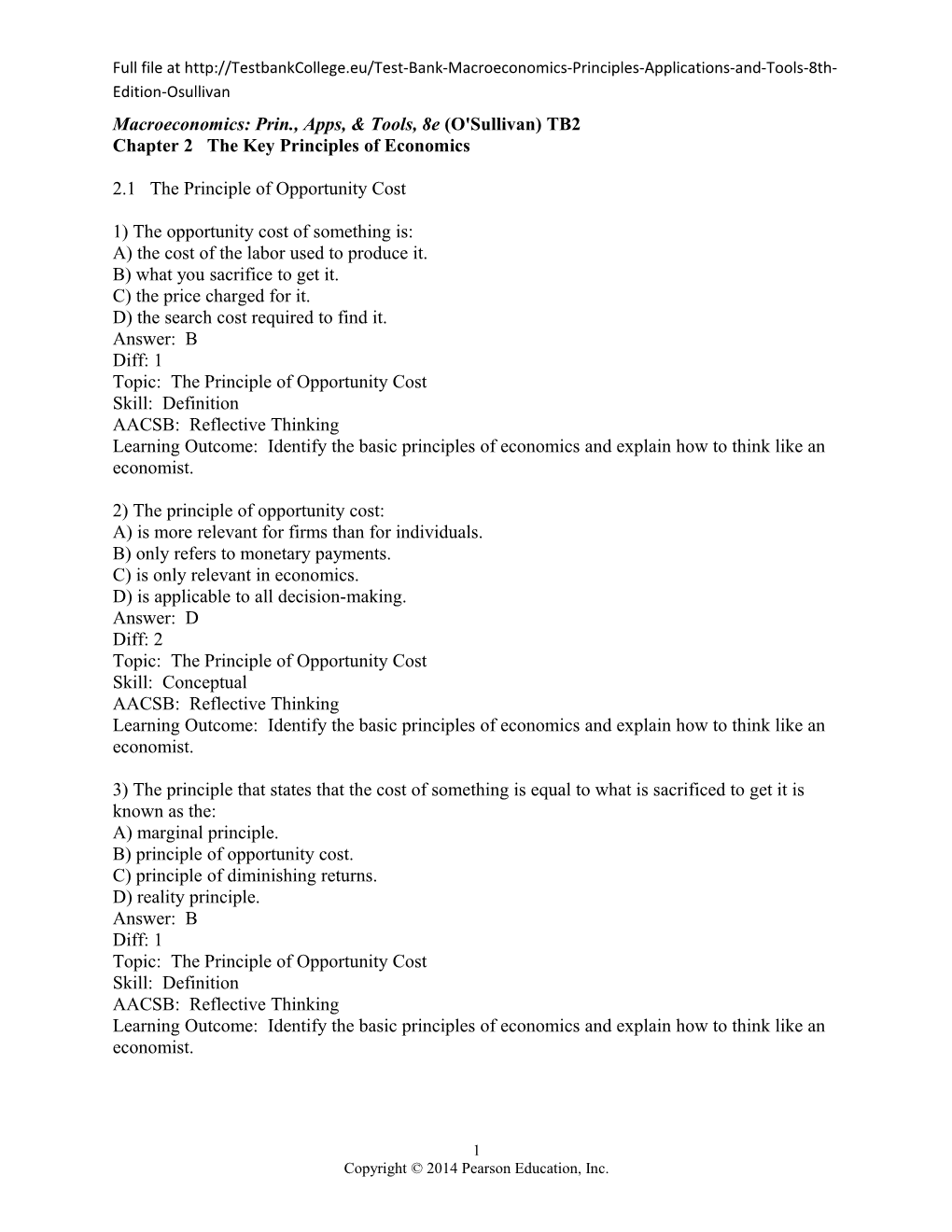 Macroeconomics: Prin., Apps, & Tools, 8E (O'sullivan) TB2