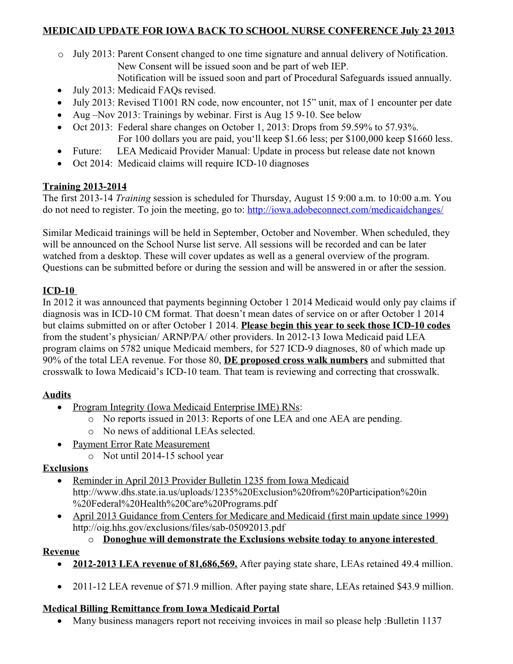 Medicaid Update for Iasb Uen Health Services Group 12/3/2008