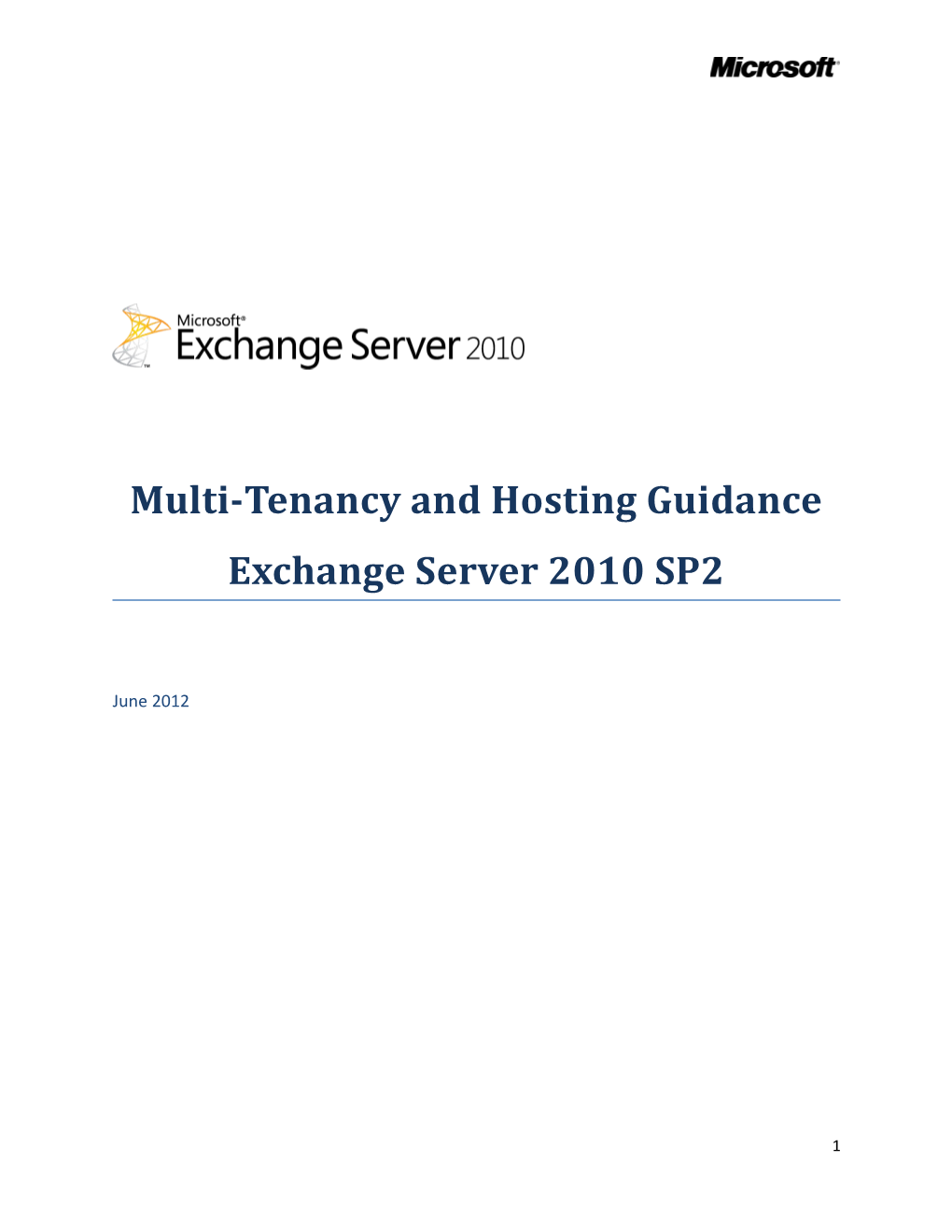 Hosting Guidance for Exchange Server 2010 SP2