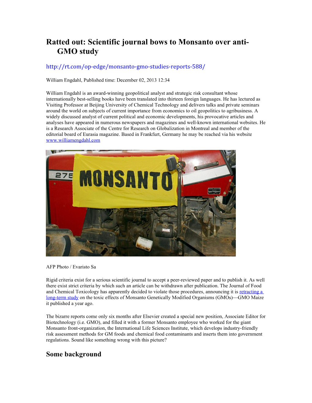 Ratted Out: Scientific Journal Bows to Monsanto Over Anti-GMO Study