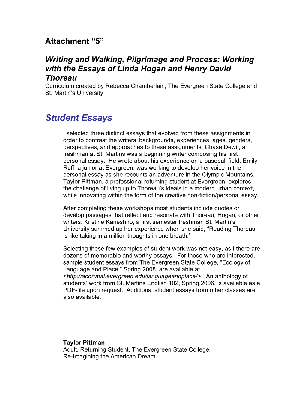 Writing and Walking, Pilgrimage and Process: Working with the Essays of Linda Hogan And