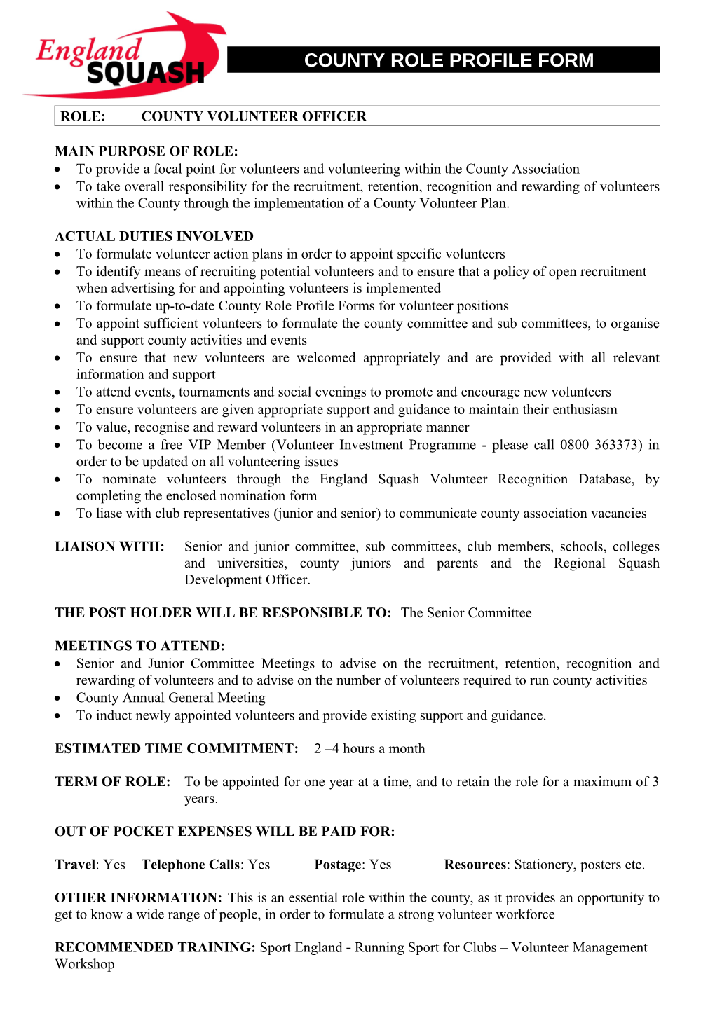 County Role Profile Form