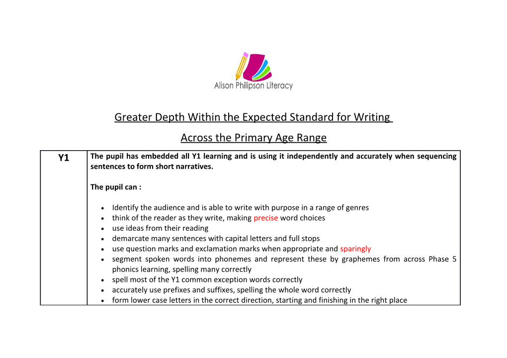 Greater Depth Within the Expected Standard for Writing